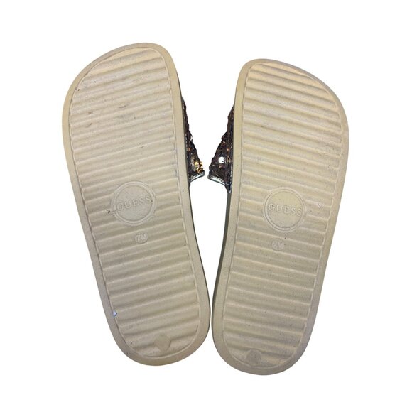 Guess Womens Sequin Slides Sandals Size 7 Gold Slip-On - Picture 3 of 4